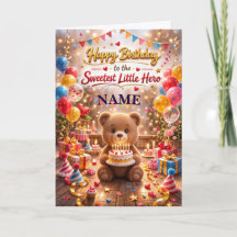 Cute Teddy Bear Happy Birthday Card for Kids