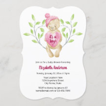 Cute Teddy Bear Heart Baby Shower