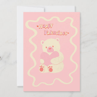 cute teddy bear heart happy valentine's day card