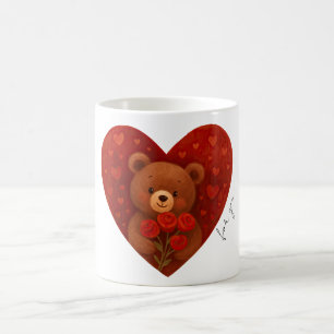 Cute Teddy Bear Heart Mug – Personalized “For You”