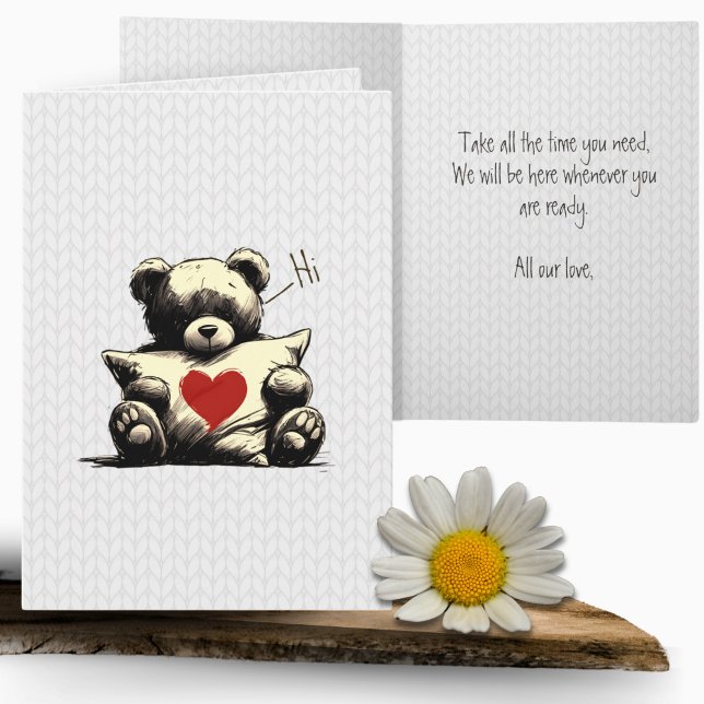 Cute Teddy Bear Heart Self Care Sympathy  Card (Creator Uploaded)