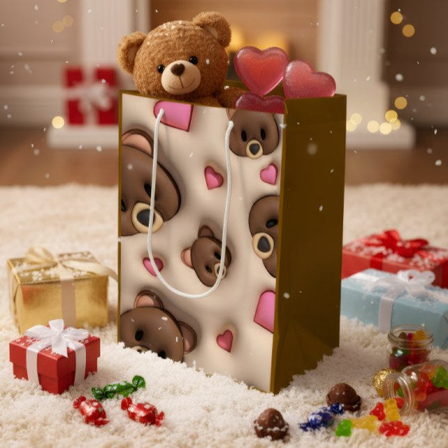 Cute Teddy Bear & Hearts Gift Bag (Creator Uploaded)