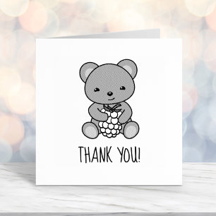 Cute Teddy Bear Holding a Berry Thank You Self-inking Stamp
