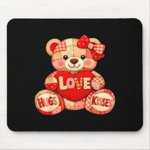 Cute Teddy Bear Holding Heart Valentine Day Women Mouse Pad