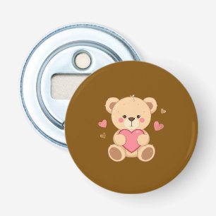 Cute Teddy Bear Holding Heart – Valentine Love Ill Bottle Opener