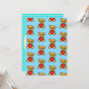 Cute Teddy Bear Holding Heart with Love – Adorable Card