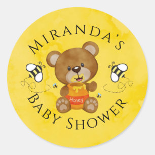 Cute Teddy Bear Honey Bumblebee Baby Shower  Classic Round Sticker