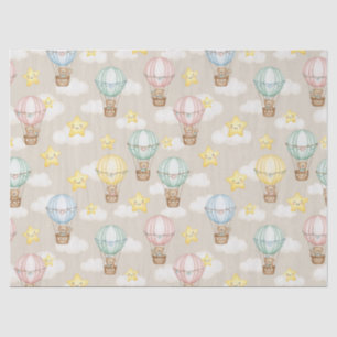Cute Teddy Bear Hot Air Balloon Neutral Pattern 1 Tissue Paper
