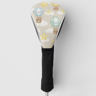 Cute Teddy Bear Hot Air Balloon Neutral Pattern 7 Golf Head Cover
