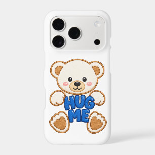 Cute Teddy Bear Hug Me Embroidery Style Cute Bear