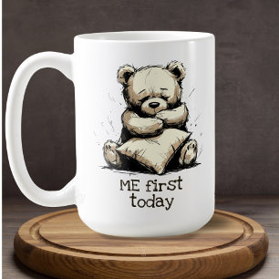 Cute Teddy Bear Hug Pillow Brown Self Care Coffee Mug