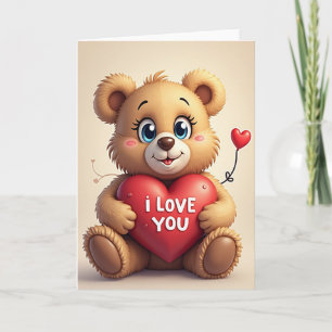 Cute Teddy Bear I Love You Card