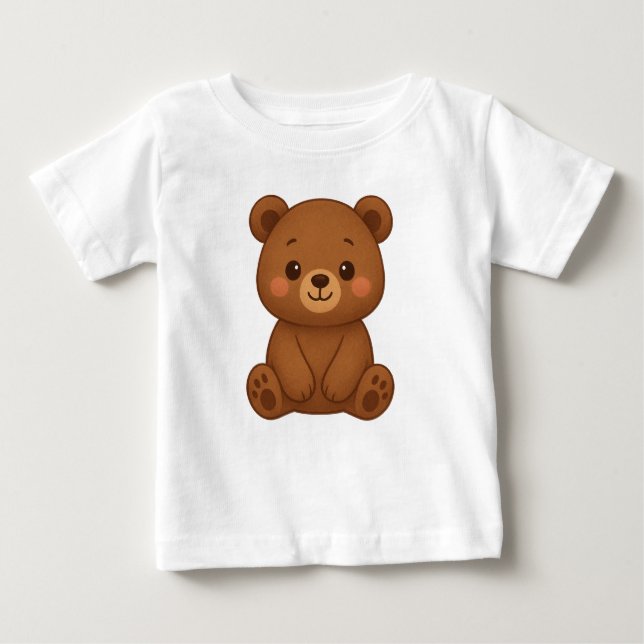 Cute Teddy Bear Illustration Baby T-Shirt  (Front)