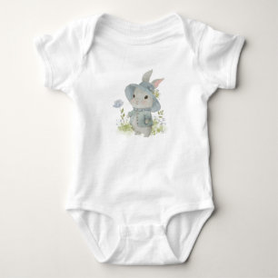 cute teddy bear in a hat baby bodysuit