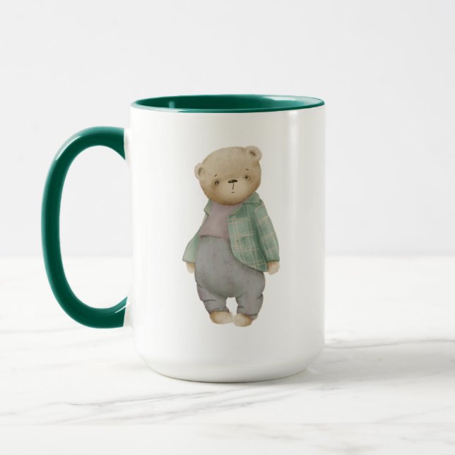cute teddy bear in a jacket mug (Left)