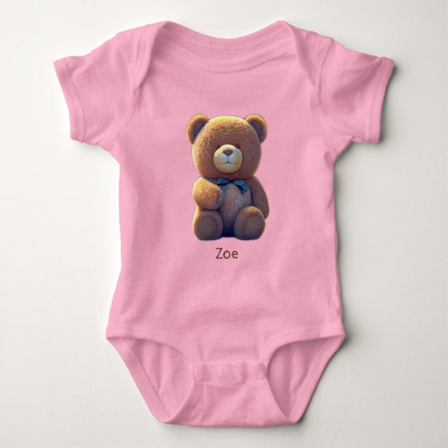 Cute Teddy bear in a meadow Baby Bodysuit (Front)