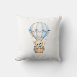 Cute Teddy Bear in Hot Air Balloon   Adorable Baby Cushion