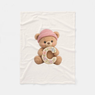 Cute Teddy Bear Initial C Baby Girl Blanket
