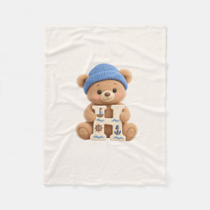 Cute Teddy Bear Initial H Sailor Baby Boy Blanket