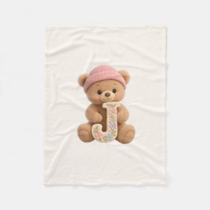 Cute Teddy Bear Initial J Baby Girl Blanket