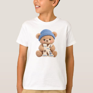 Cute Teddy Bear Initial K Sailor Boys T-Shirt