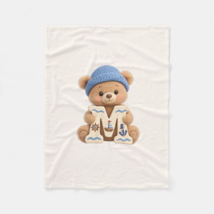 Cute Teddy Bear Initial M Sailor Baby Boy Blanket