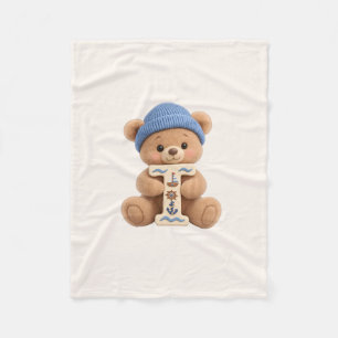 Cute Teddy Bear Initial T Sailor Baby Boy Blanket