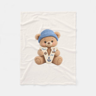 Cute Teddy Bear Initial V Sailor Baby Boy Blanket