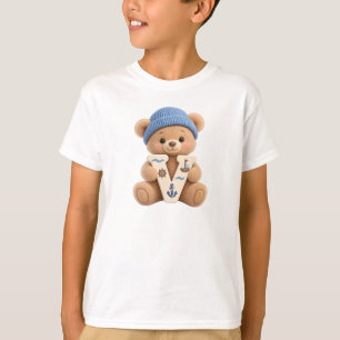 Cute Teddy Bear Initial V Sailor Boys T-Shirt