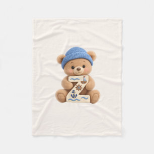 Cute Teddy Bear Initial Z Sailor Baby Boy Blanket
