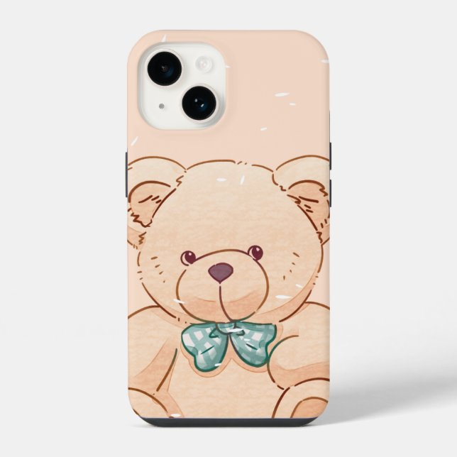 Cute Teddy Bear iPhone Case - Pastel Kawaii Phone  (Back)