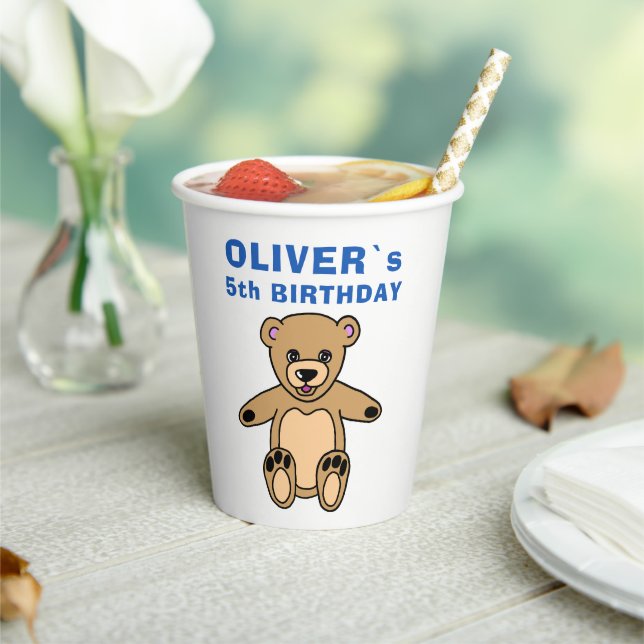 Cute Teddy Bear Kids Birthday Party Paper Cups (Insitu)