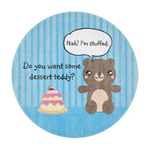 Cute Teddy Bear Kids Funny Joke Blue Striped Cutting Board
