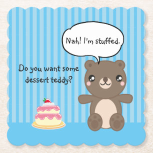 Cute Teddy Bear Kids Funny Joke Paper Coaster