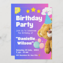 Cute Teddy Bear Kids Star Birthday Party Gifts
