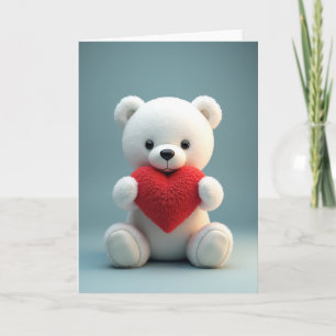 Cute Teddy Bear Love Heart Card