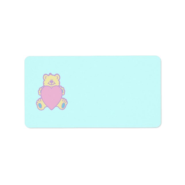 Cute Teddy Bear Love Heart Label (Front)