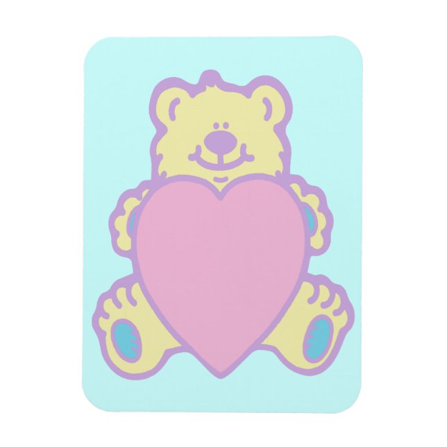 Cute Teddy Bear Love Heart Magnet (Vertical)