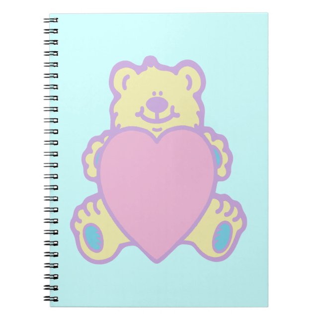 Cute Teddy Bear Love Heart Notebook (Front)