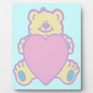 Cute Teddy Bear Love Heart Plaque