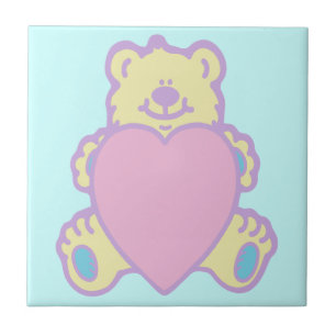 Cute Teddy Bear Love Heart Tile