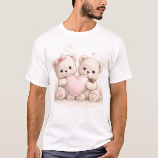 Cute Teddy Bear Love T-Shirt – Adorable Couple Bea
