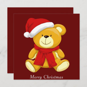 Cute Teddy Bear Merry Christmas Holiday Cards