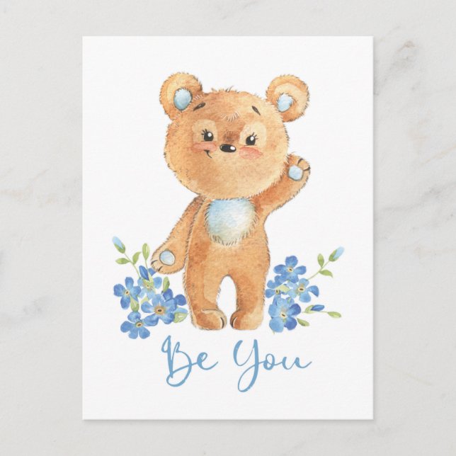 Cute Teddy Bear motivation card Be you (Front)