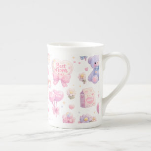 Cute Teddy Bear Mum Clipart Bundle Bone China Mug