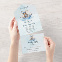Cute Teddy Bear Nautical Boat Boy Baby Shower