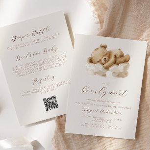 Cute Teddy Bear Neutral All-in-One Baby Shower Invitation