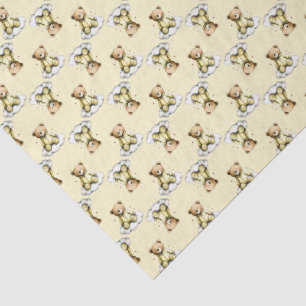 Cute Teddy Bear on a Cloud Yellow Hoodie Bodysuit Tissue Paper