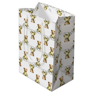 Cute Teddy Bear on a Fluffy Cloud Yellow Bodysuit Medium Gift Bag