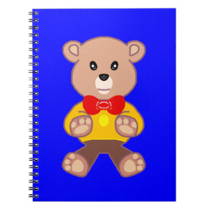 Cute Teddy Bear on Blue Spiral Photo Notebook